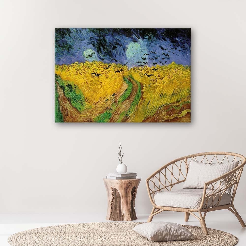 Quadro su tela, RIPRODUZIONE Campo di grano con corvi V. Gogh - 2