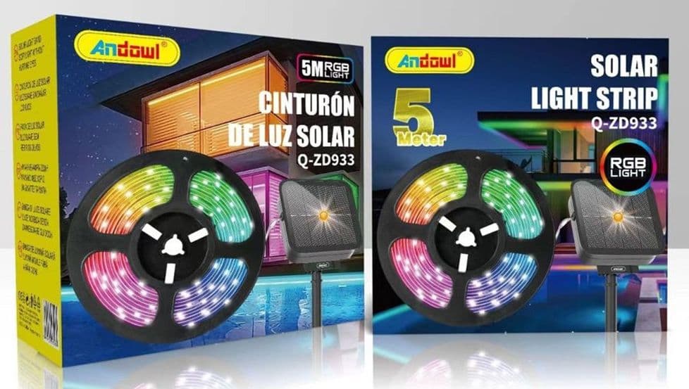 STRISCIA LUMINOSA A LED RGB MULTICOLORE DA 5 MT CON PANNELLO SOLARE TELECOMANDO Q-ZD933 - 2