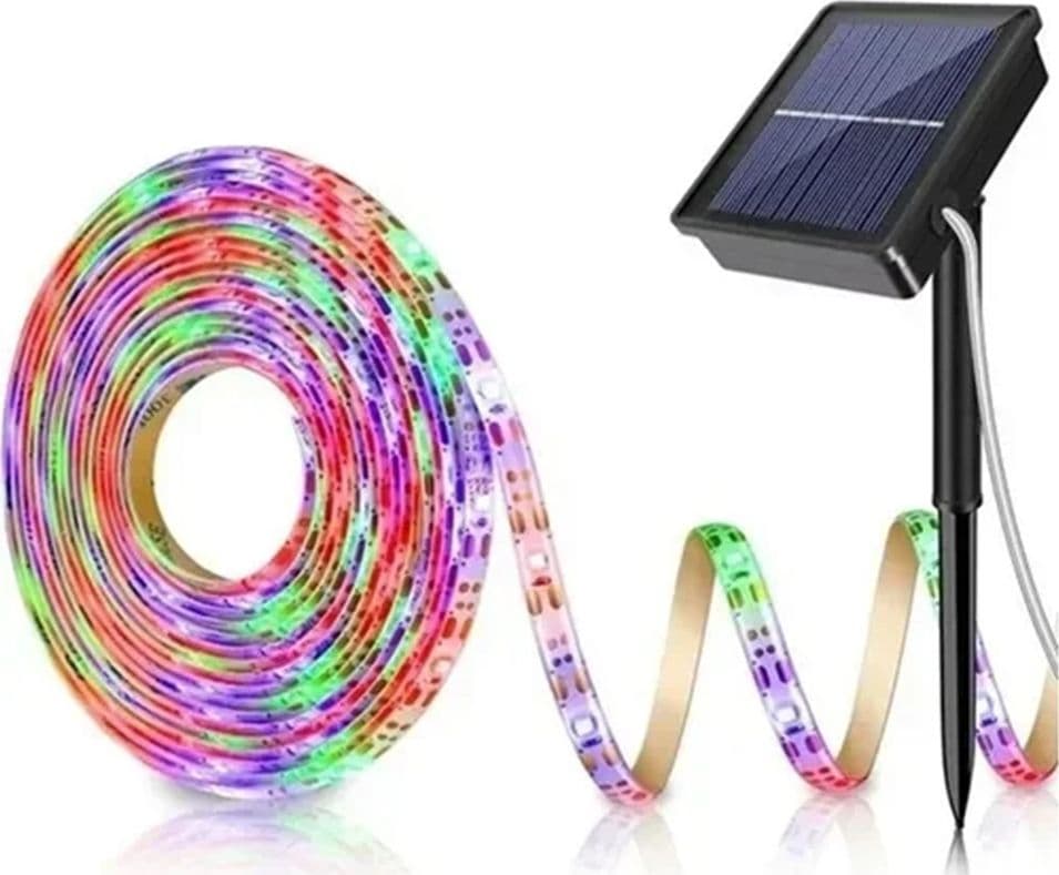 STRISCIA LUMINOSA A LED RGB MULTICOLORE DA 5 MT CON PANNELLO SOLARE TELECOMANDO Q-ZD933 - 3