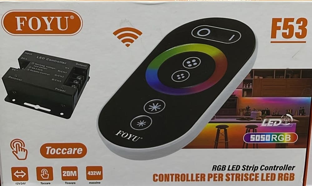 CONTROLLER PER STRISCE LED RGB 12V/24V INTERRUTTORE DIMMER A 3 VIE CON TELECOMANDO F53 - 2