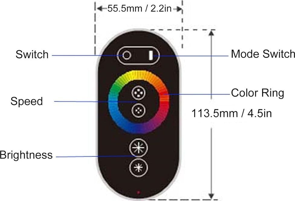 CONTROLLER PER STRISCE LED RGB 12V/24V INTERRUTTORE DIMMER A 3 VIE CON TELECOMANDO F53 - 5