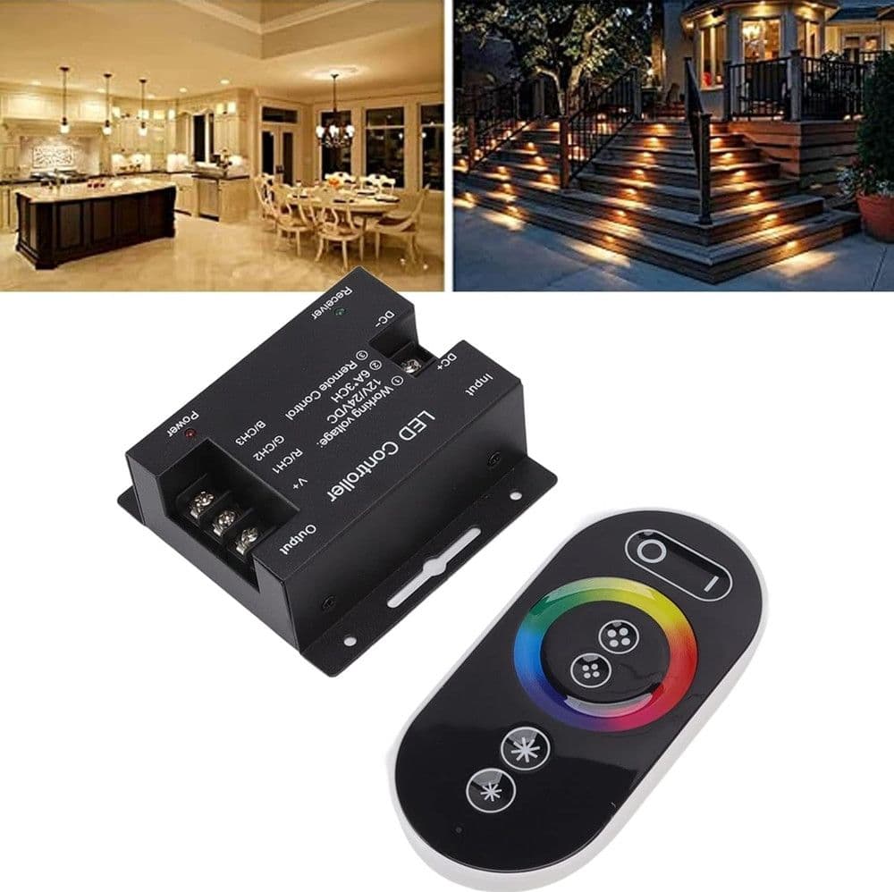 CONTROLLER PER STRISCE LED RGB 12V/24V INTERRUTTORE DIMMER A 3 VIE CON TELECOMANDO F53 - 7