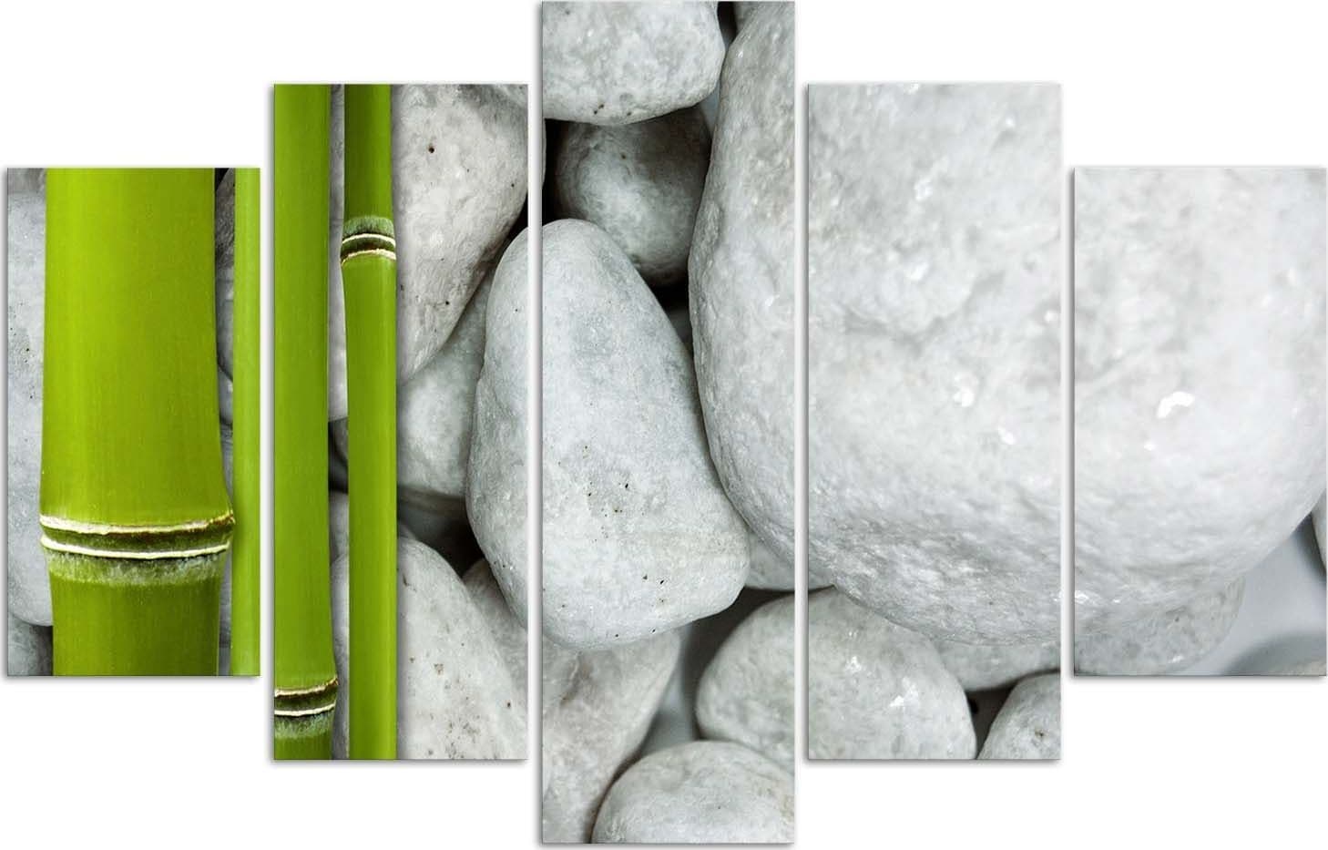 Quadro su tela 5 pannelli Zen Stones Bamboo Spa - 3