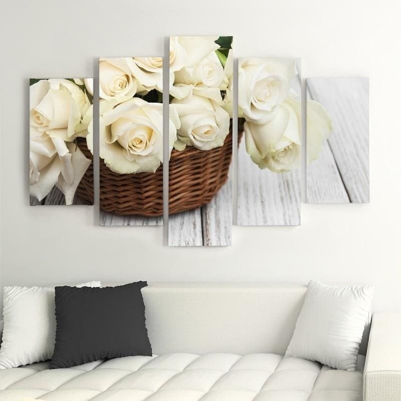 Quadro Multipannello Rose bianche Fiori della natura - 2