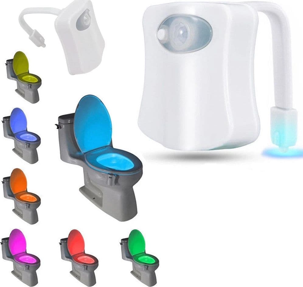 LAMPADA PER WC WATER 8 COLORI LUCE NOTTURNA BAGNO LED RGB UNIVERSALE CON SENSORE MOVIMENTO