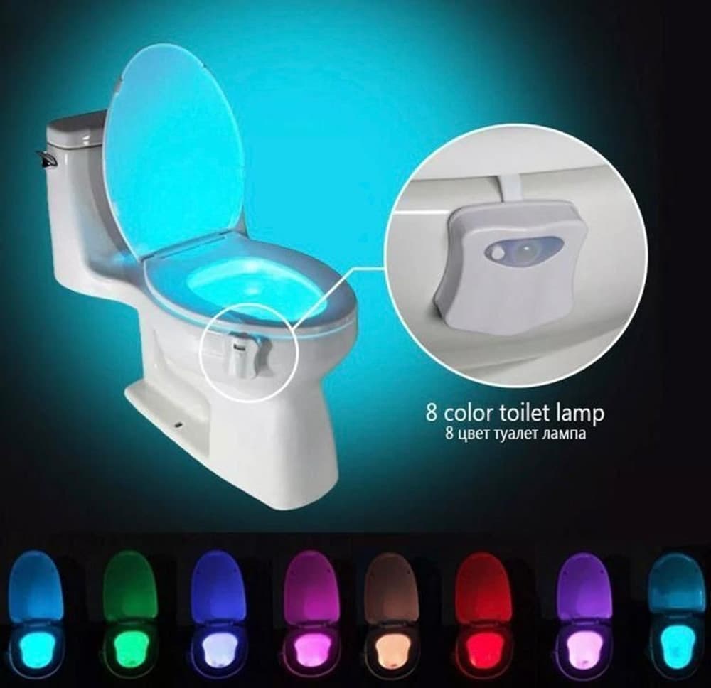 LAMPADA PER WC WATER 8 COLORI LUCE NOTTURNA BAGNO LED RGB UNIVERSALE CON SENSORE MOVIMENTO - 2