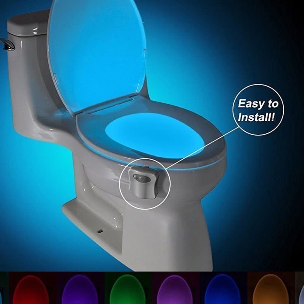 LAMPADA PER WC WATER 8 COLORI LUCE NOTTURNA BAGNO LED RGB UNIVERSALE CON SENSORE MOVIMENTO - 3