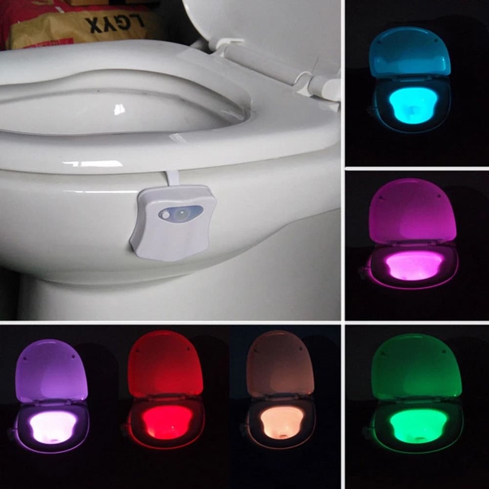 LAMPADA PER WC WATER 8 COLORI LUCE NOTTURNA BAGNO LED RGB UNIVERSALE CON SENSORE MOVIMENTO - 4