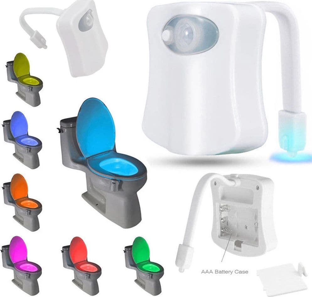 LAMPADA PER WC WATER 8 COLORI LUCE NOTTURNA BAGNO LED RGB UNIVERSALE CON SENSORE MOVIMENTO - 5