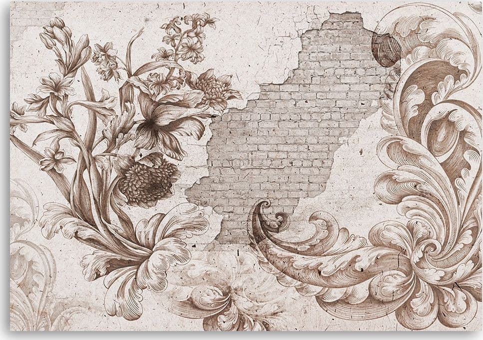 Quadro su tela, Affresco vegetale su intonaco che cade - 3