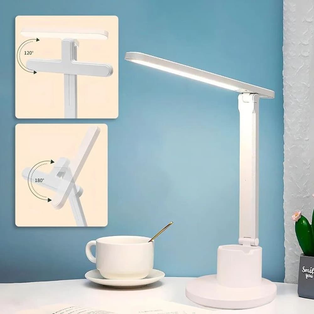 LAMPADA DA SCRIVANIA A LED RICARICABILE USB TOUCH CON SUPPORTO PER TELEFONO PENNA LE-335 - 3
