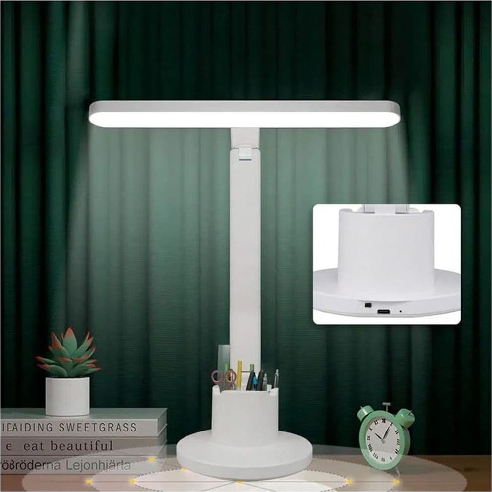 LAMPADA DA SCRIVANIA A LED RICARICABILE USB TOUCH CON SUPPORTO PER TELEFONO PENNA LE-335 - 6