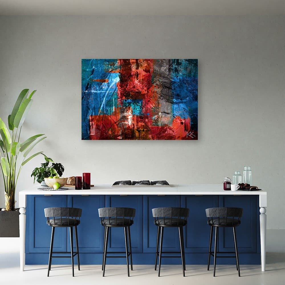 Quadro su tela, Abstrazione dipinta a mano rossa - 2