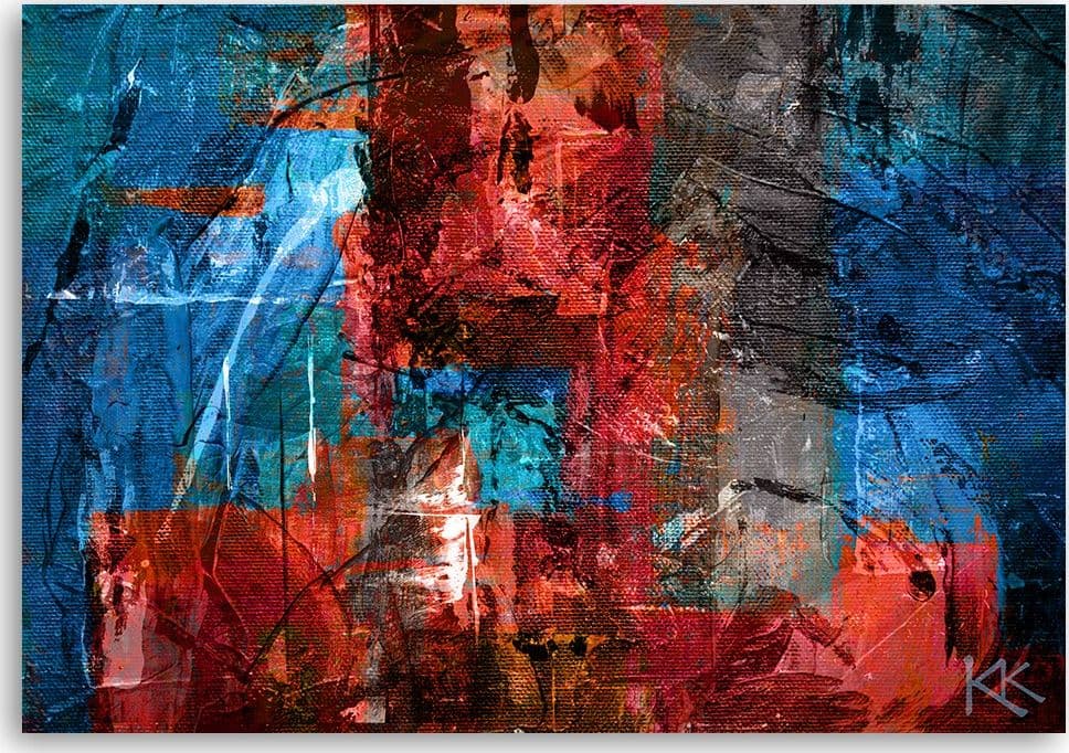 Quadro su tela, Abstrazione dipinta a mano rossa - 3