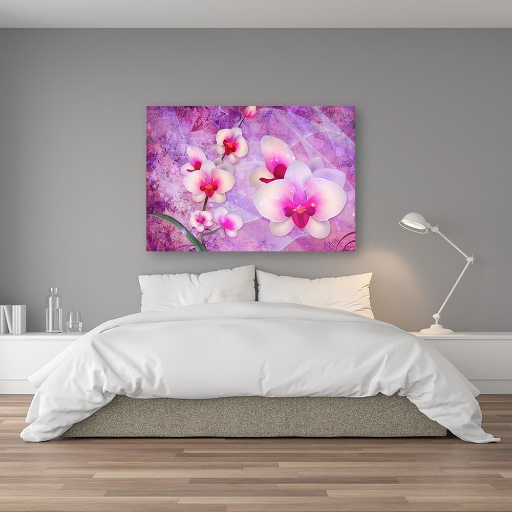 Quadro su tela, Astrazione dei fiori di orchidea - 2
