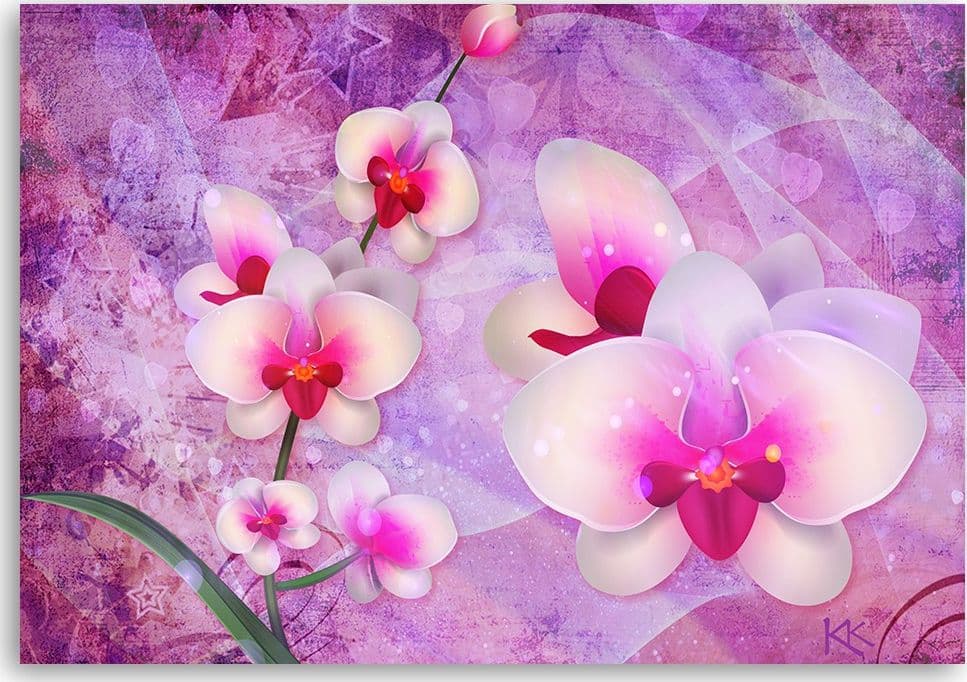 Quadro su tela, Astrazione dei fiori di orchidea - 3