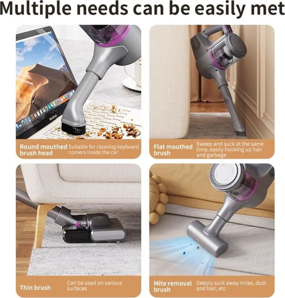 ASPIRAPOLVERE PORTATILE MULTIFUNZIONE SENZA FILI 2IN1 PER ACARI MATERASSI TAPPETI PAVIMENTI - 6