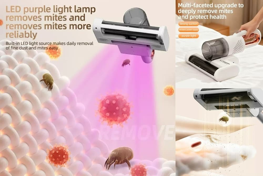 ASPIRAPOLVERE PORTATILE MULTIFUNZIONE INTELLIGENTE 3IN1 PULIZIA PROFONDA ASPIRA ACARI - 5