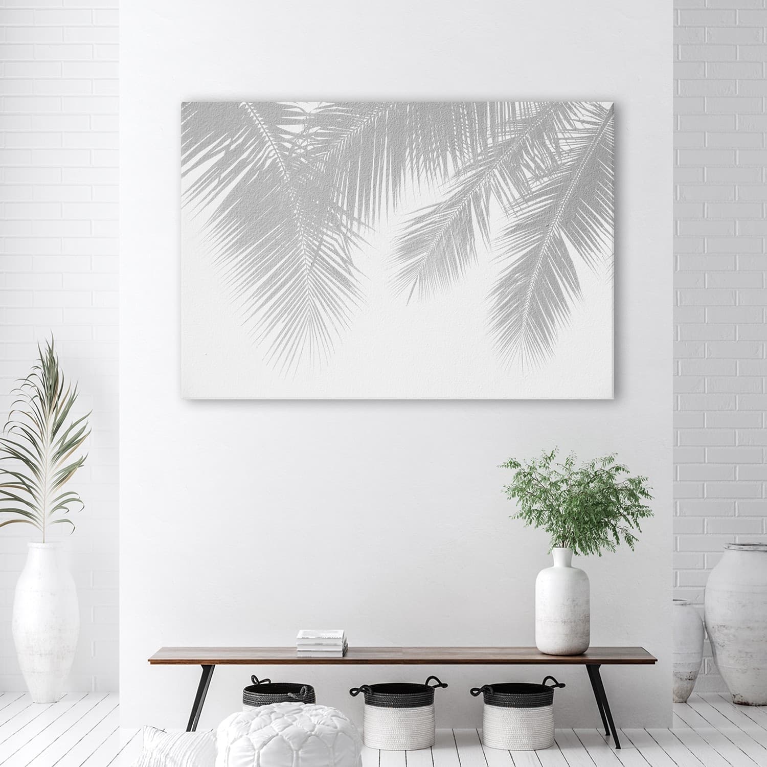 Quadro su tela, Foglie di palma grigia - 2