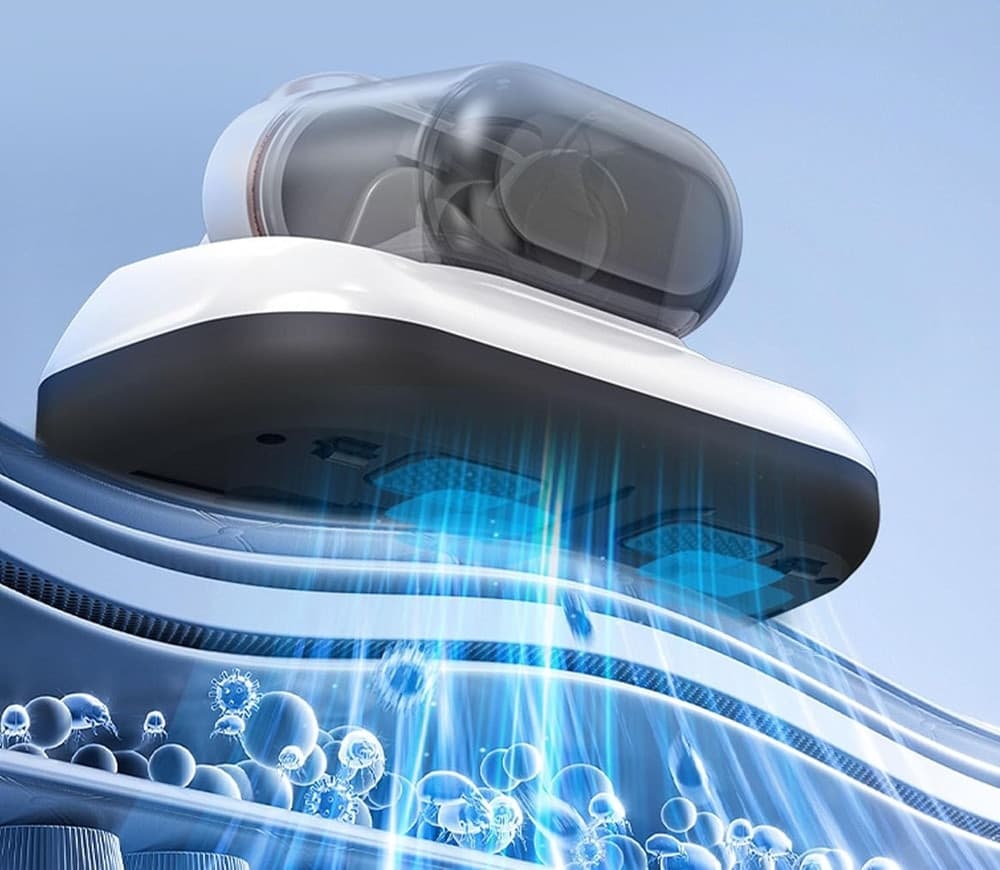 ASPIRAPOLVERE SENZA FILI PORTATILE RIMUOVI ACARI CON DOPΡΡΙΑ TAZZA 3 VELOCITÀ TECNOLOGIA UV-C - 6
