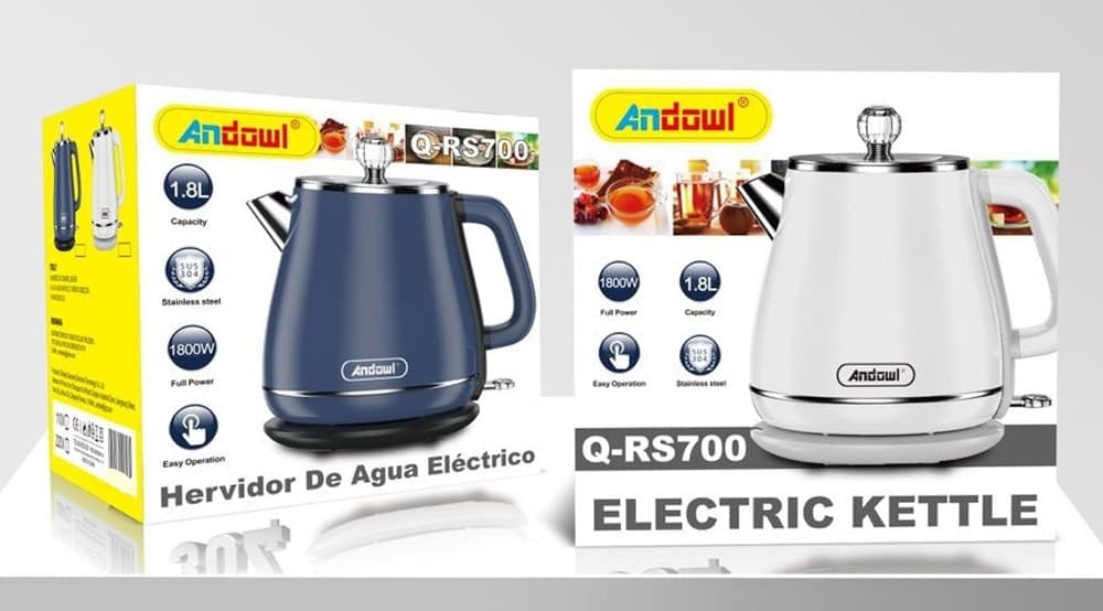 BOLLITORE ELETTRICO IN ACCIAIO INOX CAPACITÀ 1,8 LT 1800 W SPEGNIMENTO AUTOMATICO Q-RS700 - 2