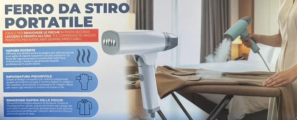 FERRO DA STIRO PIEGHEVOLE PORTATILE VERTICALE A VAPORE POTENTE RIMOZIONE RAPIDA PIEGHE - 3