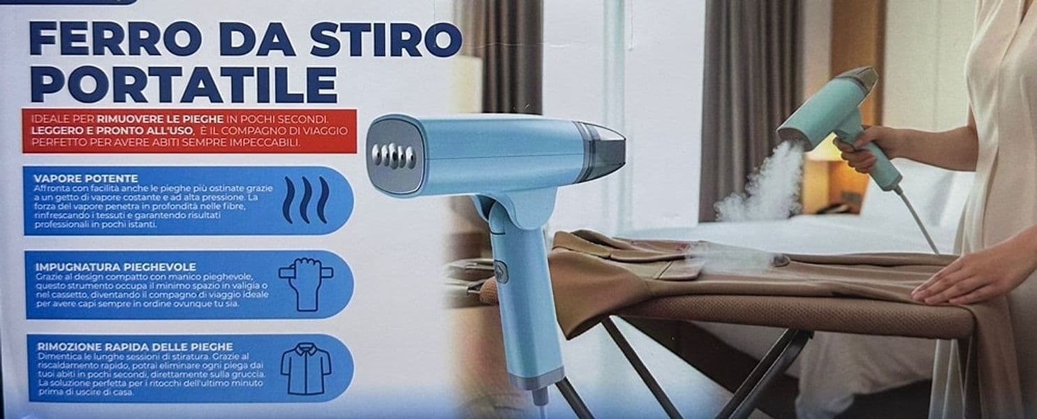 FERRO DA STIRO PIEGHEVOLE PORTATILE VERTICALE A VAPORE POTENTE RIMOZIONE RAPIDA PIEGHE - 5