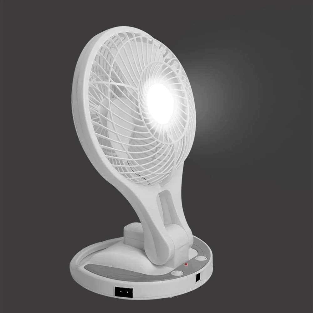 VENTILATORE PORTATILE RICARICABILE 8W 2 VELOCITÀ CON LUCE LED PARETE SCRIVANIA CAMPEGGIO - 3