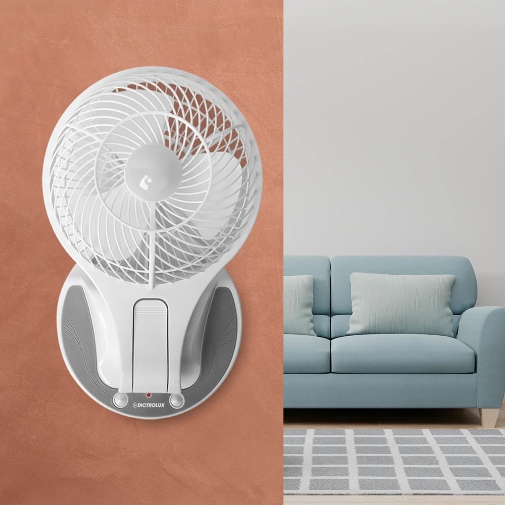 VENTILATORE PORTATILE RICARICABILE 8W 2 VELOCITÀ CON LUCE LED PARETE SCRIVANIA CAMPEGGIO - 4