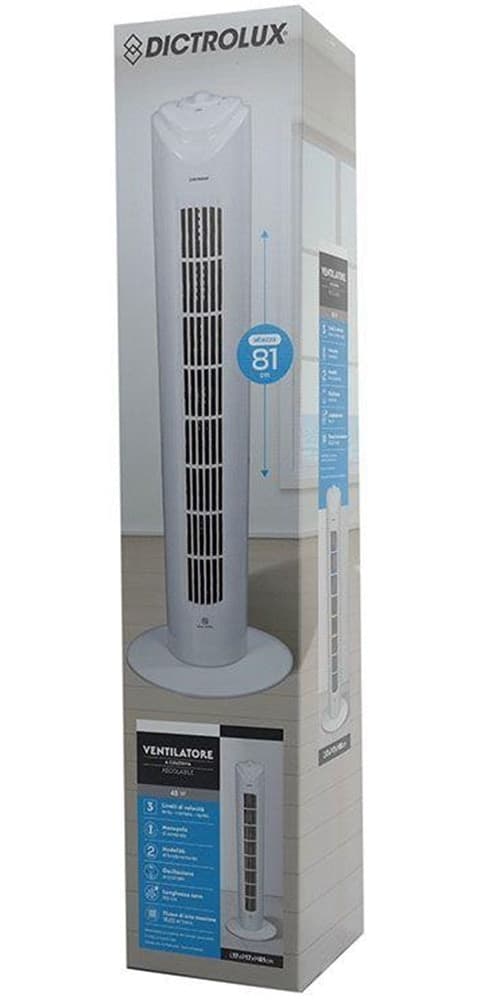 VENTILATORE A TORRE BIANCO COLONNA H81 3 VELOCITÀ 45 W SLIM OSCILLANTE FLUSSO ARIA FRESCA - 4