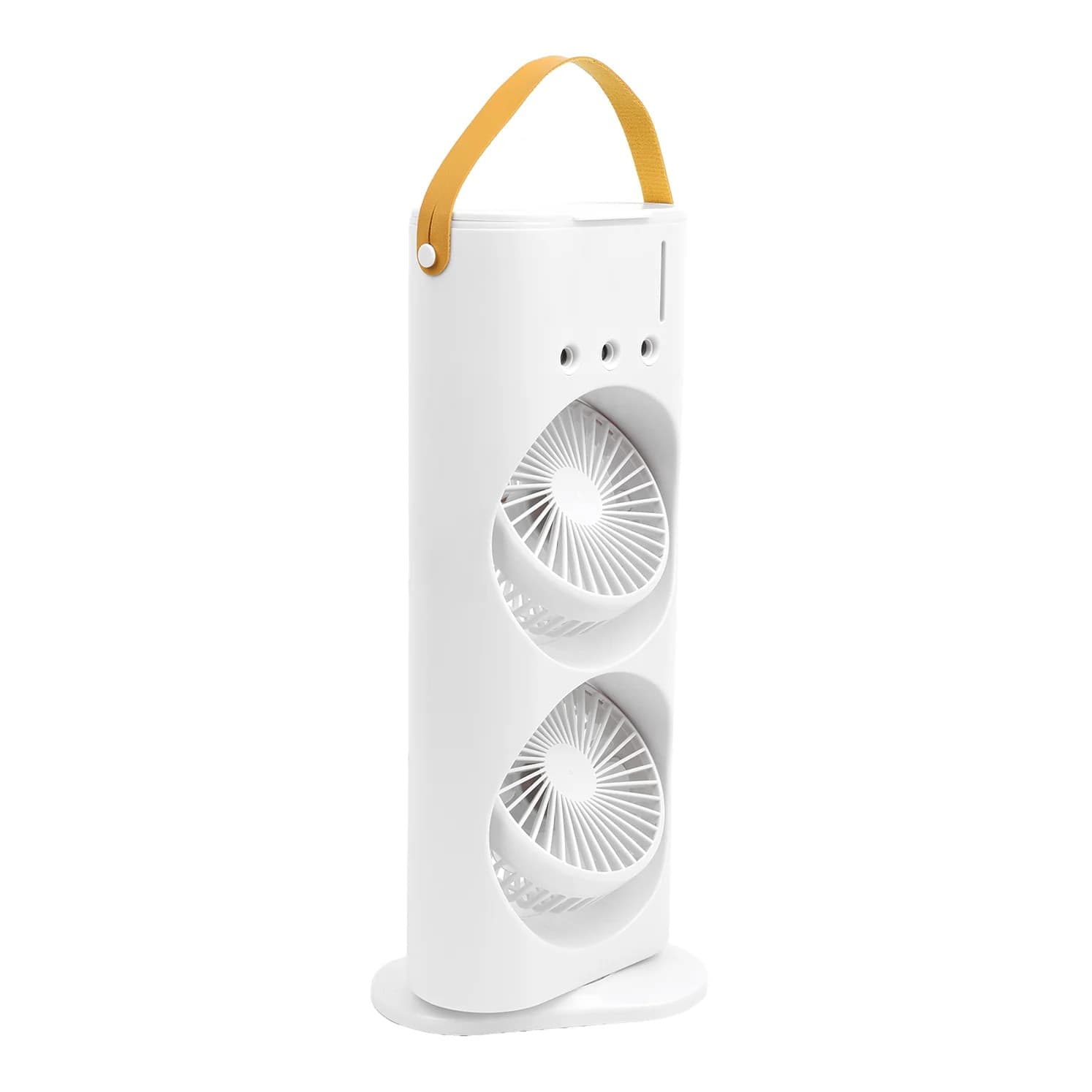 VENTILATORE PORTATILE DA TAVOLO SPRAY UMIDIFICA RICARICABILE USB LUCI LED A DOPPIA TESTA - 2