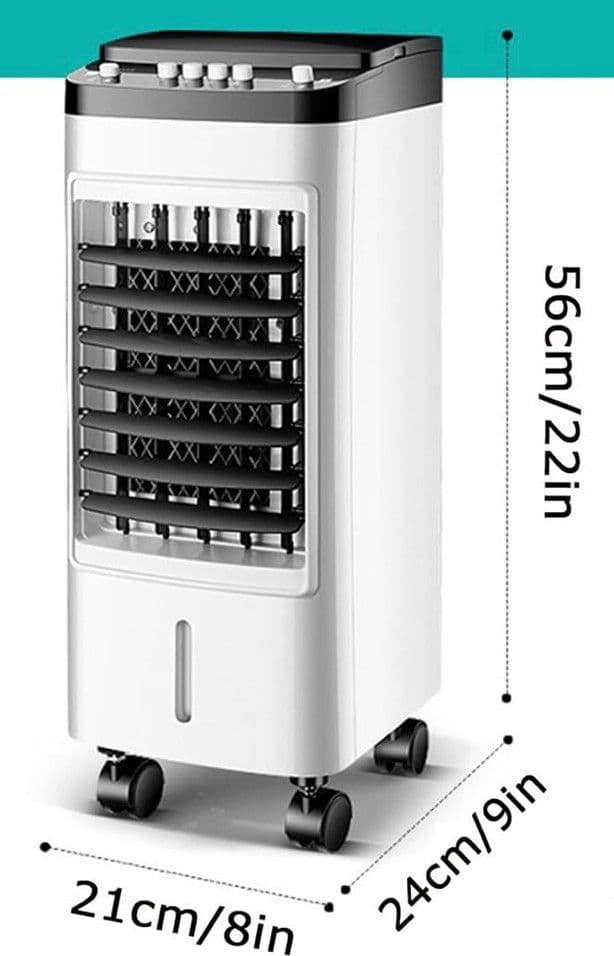 RAFFRESCATORE D'ARIA PORTATILE 3 VELOCITÀ 65W SERBATOIO 6LT OSCILLAZIONE AUTOMATICA RUOTE - 2