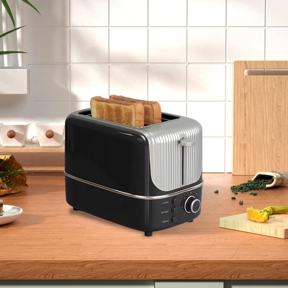 TOSTAPANE ELETTRICO A 2 FETTE COMPATTO 800W CON 3 FUNZIONI 7 TEMPERATURE REGOLABILI - 4