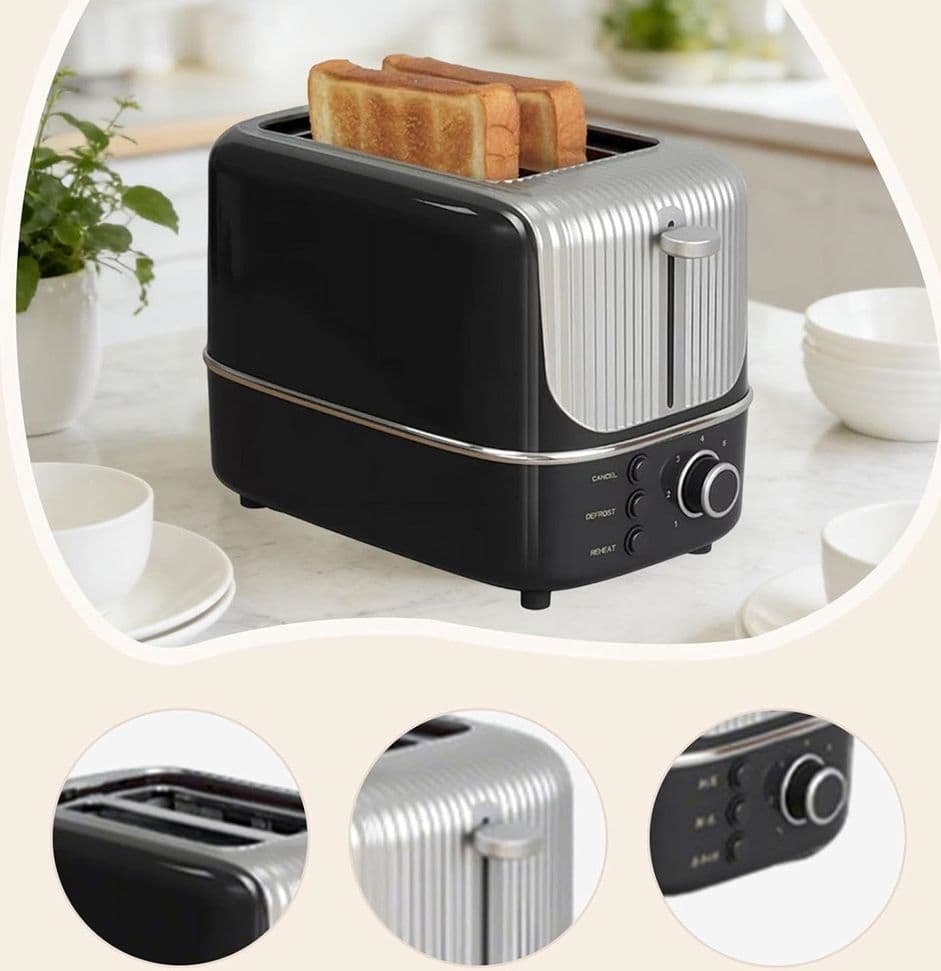 TOSTAPANE ELETTRICO A 2 FETTE COMPATTO 800W CON 3 FUNZIONI 7 TEMPERATURE REGOLABILI - 6