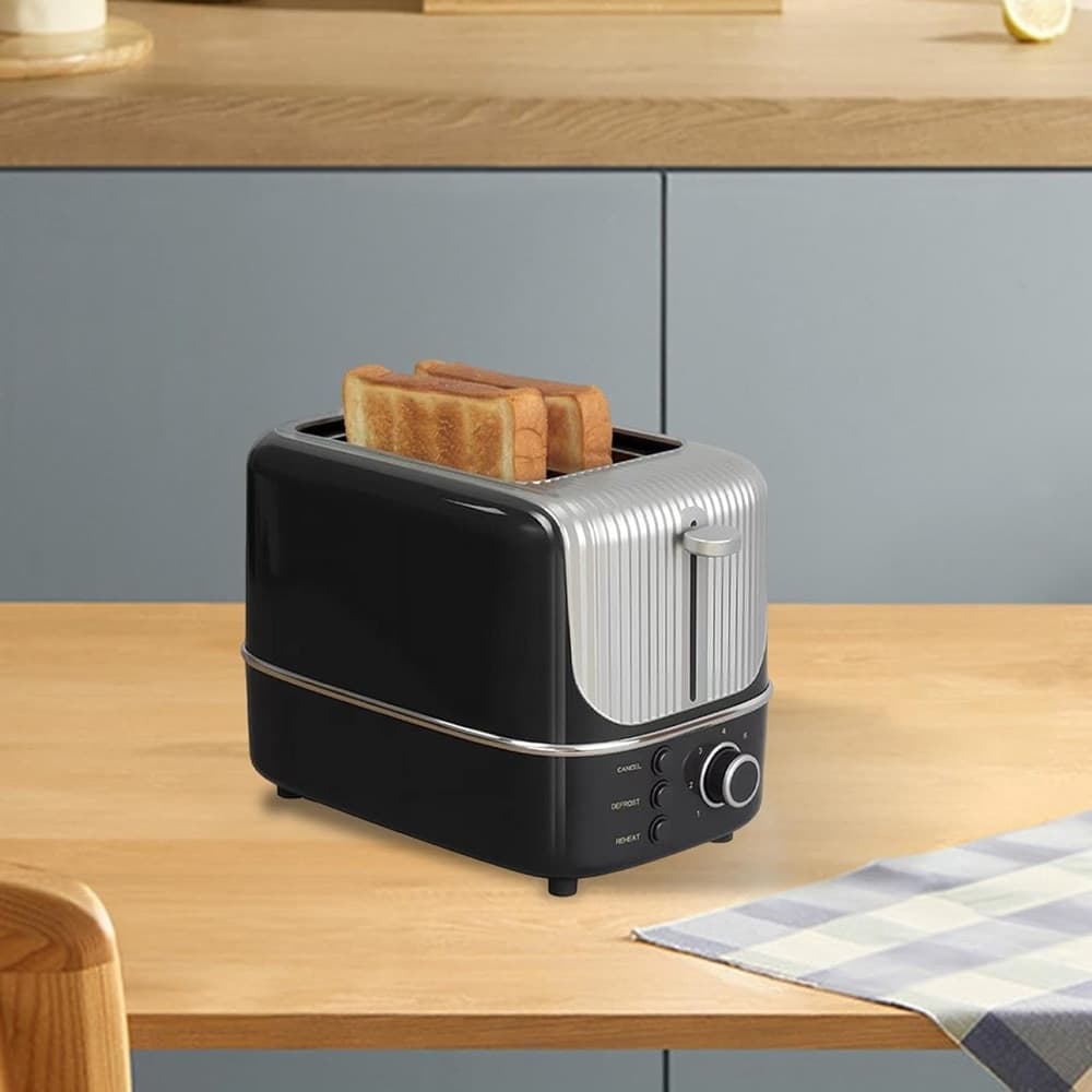 TOSTAPANE ELETTRICO A 2 FETTE COMPATTO 800W CON 3 FUNZIONI 7 TEMPERATURE REGOLABILI - 7