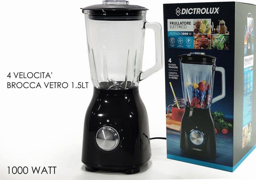 FRULLATORE ELETTRICO CON CARAFFA IN VETRO GRADUATA 1,5 LITRI 1000 WATT 4 VELOCITÀ - 2