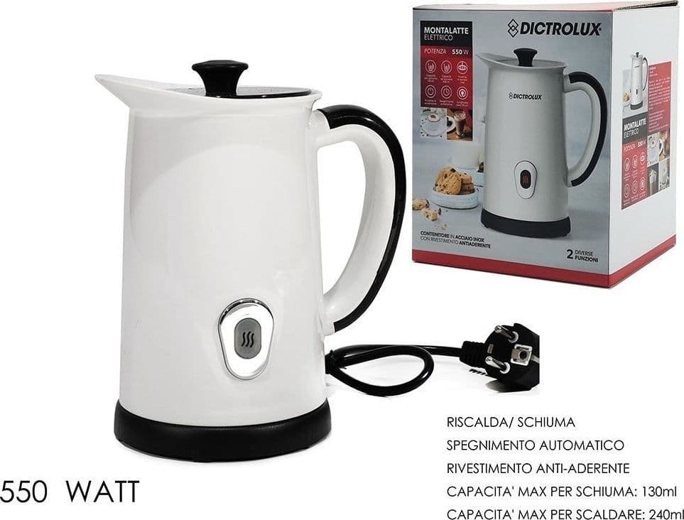 MONTALATTE ELETTRICO 550W 2 FUNZIONI RISCALDA SCHIUMA SPEGNIMENTO AUTOMATICO ANTIADERENTE - 2