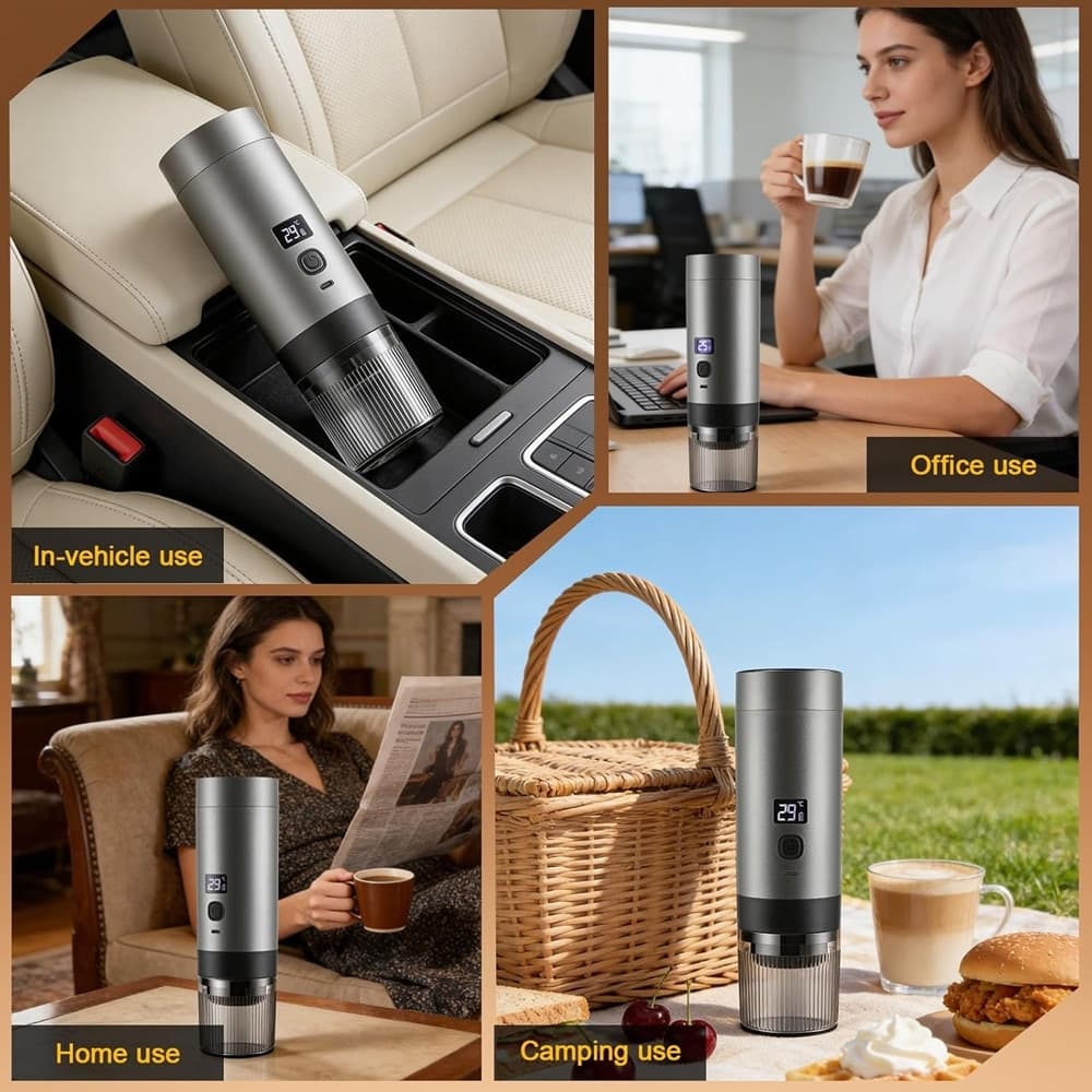 CAFFETTIERA ELETTRICA MACCHINA CAFFÈ PORTATILE A BATTERIA COMPATIBILE CON CAPSULE MACINATO - 3