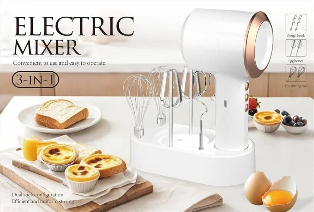 SBATTITORE IMPASTATRICE MULTIFUNZIONE ELETTRICO PORTATILE RICARICABILE USB CUCINA ACCESSORI - 4