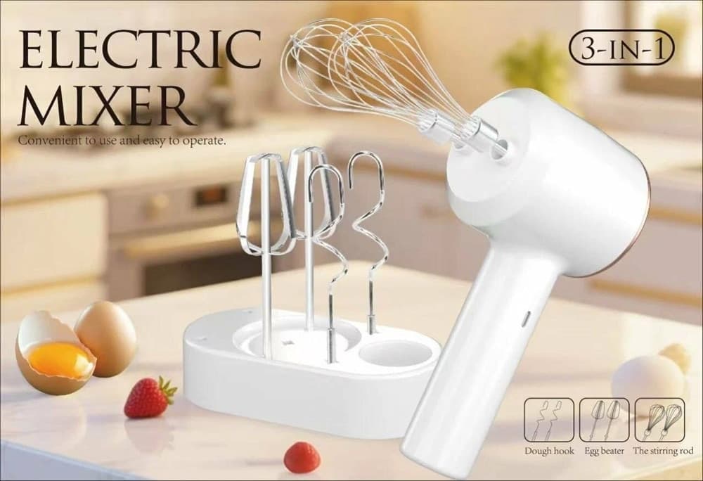 SBATTITORE IMPASTATRICE MULTIFUNZIONE ELETTRICO PORTATILE RICARICABILE USB CUCINA ACCESSORI - 5