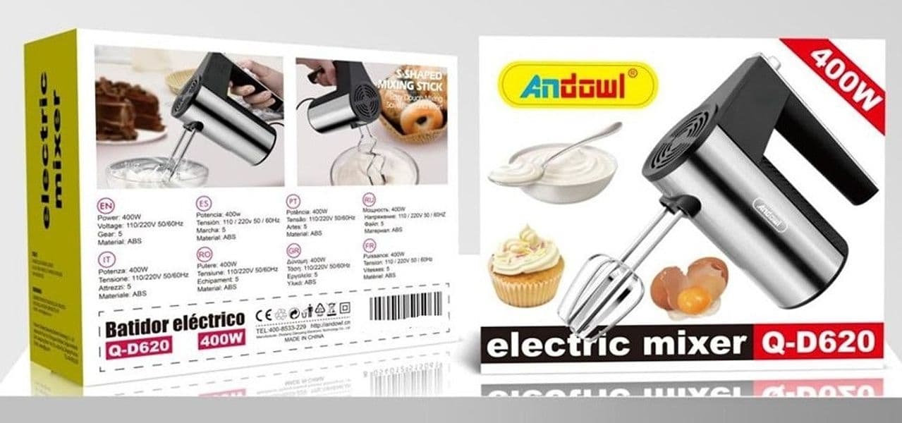 SBATTITORE FRULLATORE MIXER ELETTRICO 400W 5 VELOCITÀ CON FRUSTE INTERCAMBIABILI Q-D620 - 2