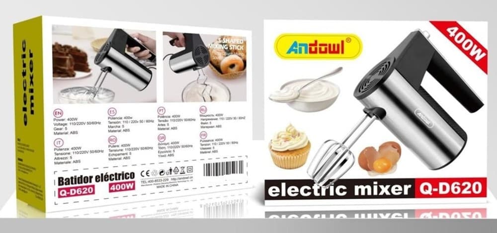 SBATTITORE FRULLATORE MIXER ELETTRICO 400W 5 VELOCITÀ CON FRUSTE INTERCAMBIABILI Q-D620 - 2