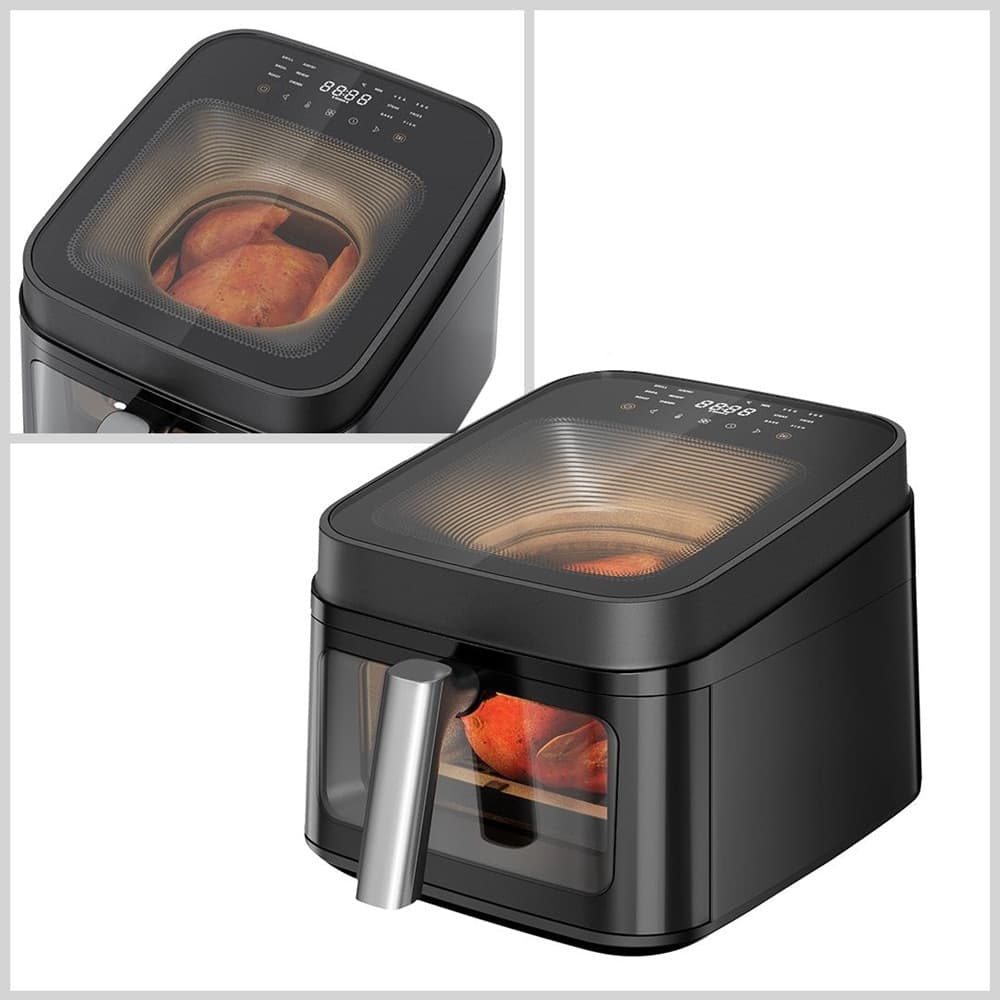 FRIGGITRICE AD ARIA DOPPIA FINESTRA OBLÒ VETRO TEMPERATO FORNO 6,5 LT 1700W 12 PROGRAMMI