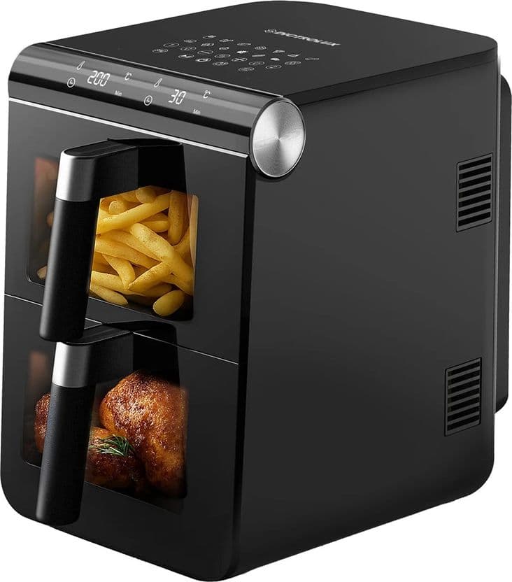 FRIGGITRICE AD ARIA DOPPIO CESTELLO OBLO' 11 LITRI 2800W CON SCHERMO DIGITALE 13 PROGRAMMI