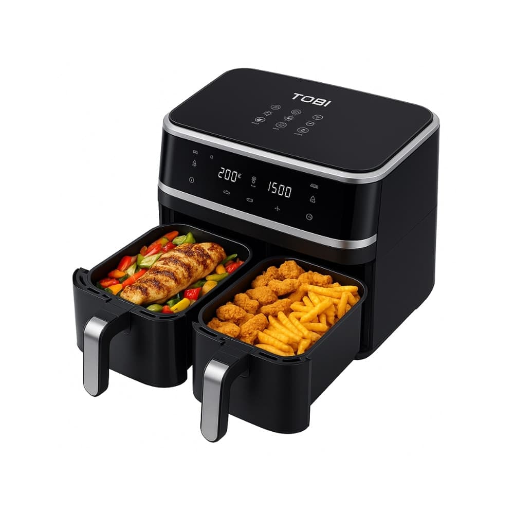 FRIGGITRICE AD ARIA A DOPPIO CESTELLO INDIPENDENTI 15LT 2400W TOUCH LED 8 PROGRAMMI TB-963 - 3