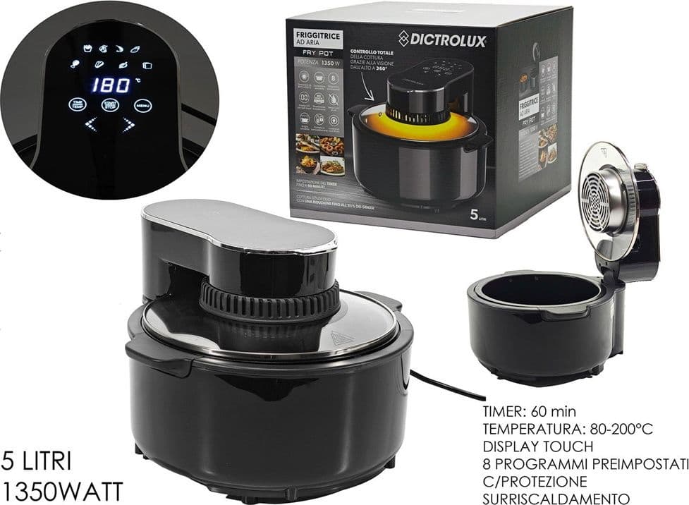 FRIGGITRICE AD ARIA 5LT 1350W CON DISPLAY TOUCH 8 PROGRAMMI PROTEZIONE SURRISCALDAMENTO - 2