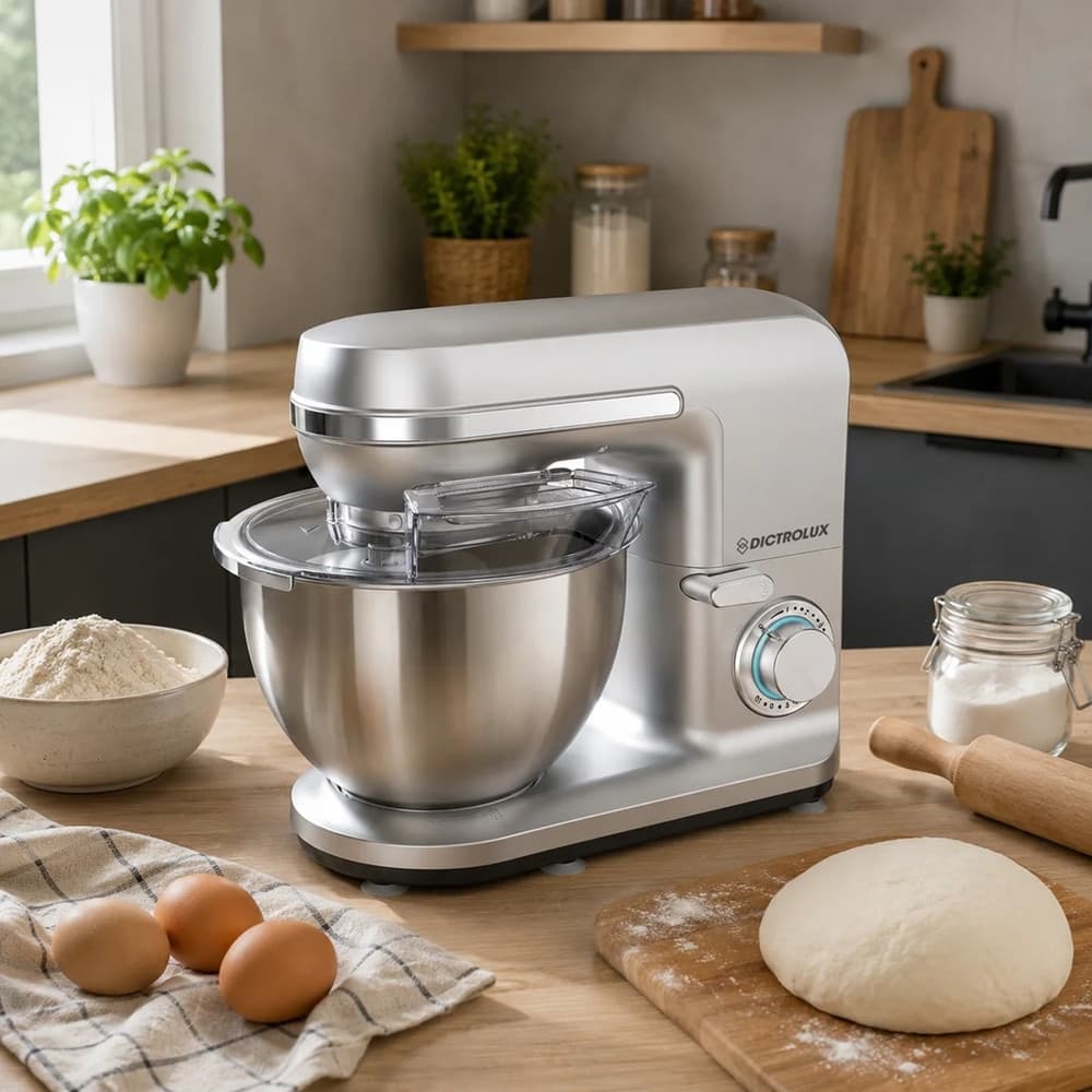 IMPASTATRICE PLANETARIA CUCINA MULTIFUNZIONE CON CIOTOLA ACCIAIO 6,2LT 1300W MANOPOLA LED - 4