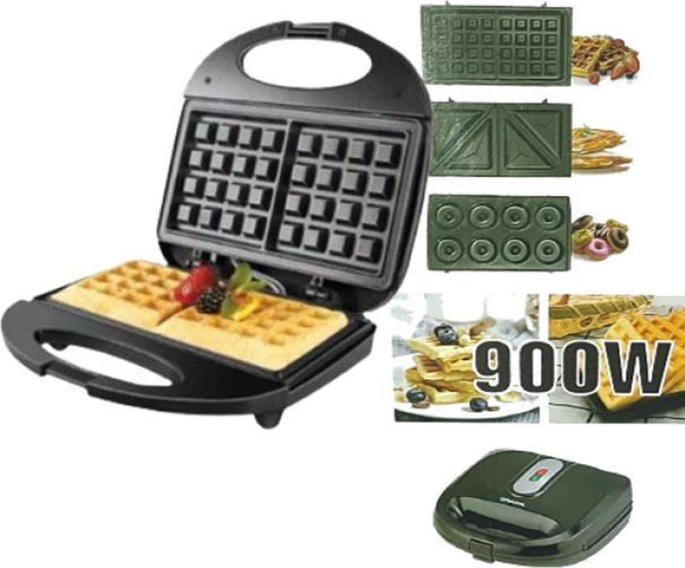 PIASTRA PER WAFFLE COLAZIONE 900W RISCALDAMENTO RAPIDO CON PIASTRE INTERCAMBIABILI Q-HB22 - 5