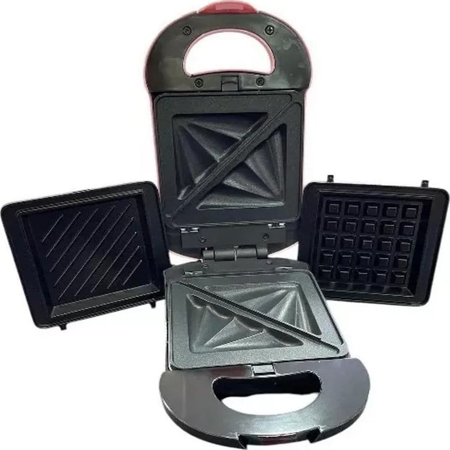 MINI PIASTRA PER SANDWICH WAFFLE 3IN1 600W MULTIFUNZIONALE CON PIASTRE INTERCAMBIABILI