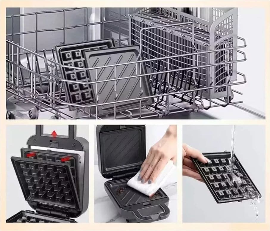 MINI PIASTRA PER SANDWICH WAFFLE 3IN1 600W MULTIFUNZIONALE CON PIASTRE INTERCAMBIABILI - 4